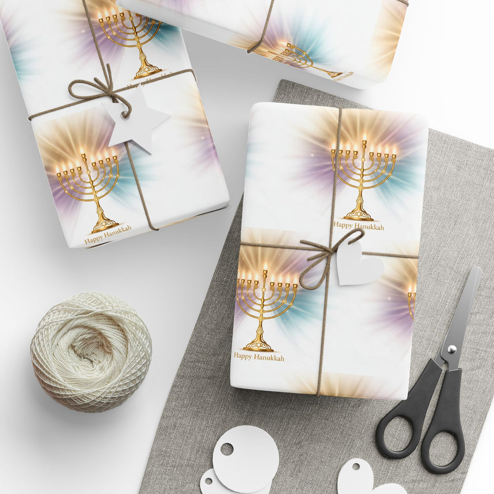 Hanukkah menorah gift wrapping paper