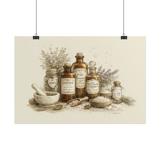 Herbal Apothecary Rolled Poster — Vintage Botanical Bottles Wall Art - Creations by Chris and Carlos