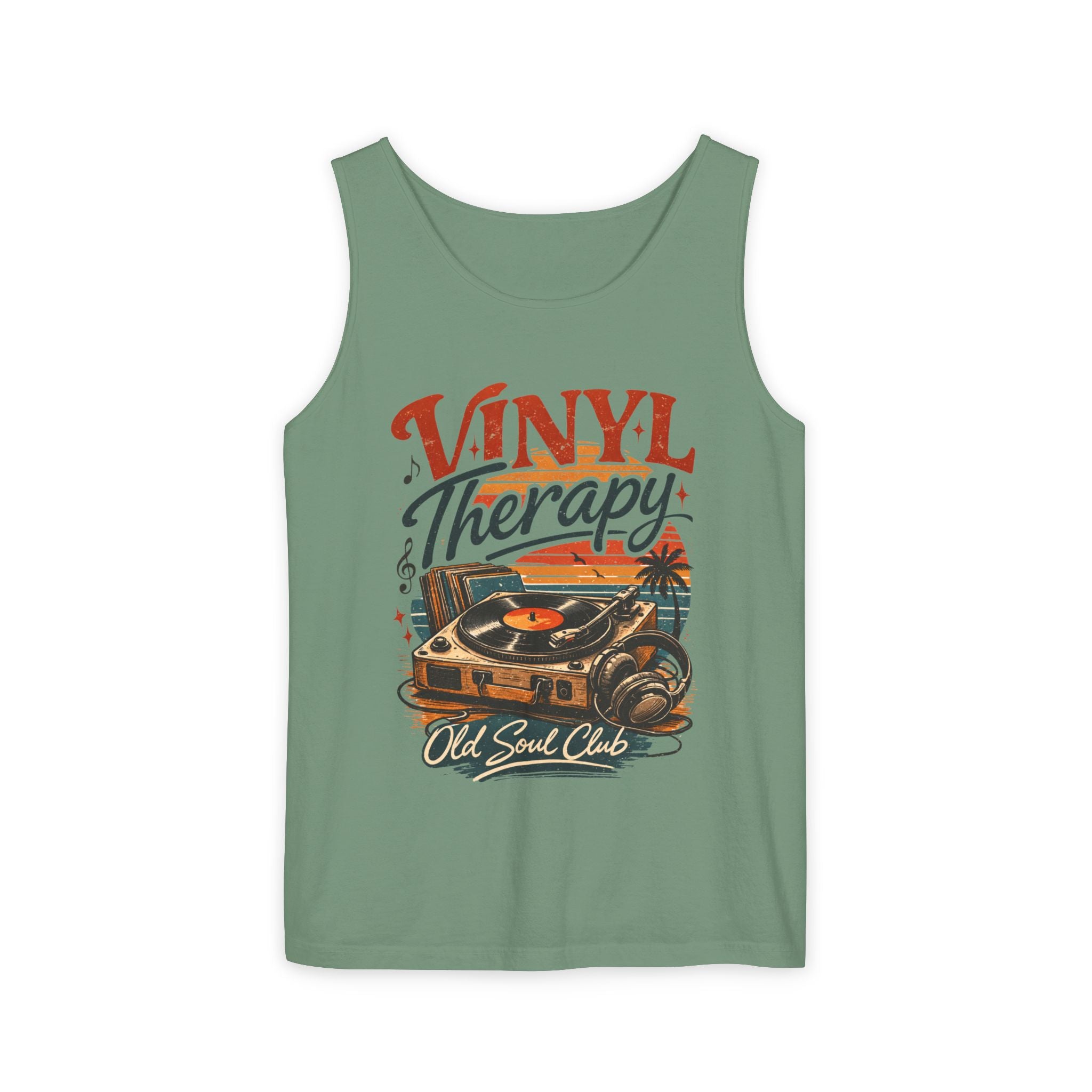 Vinyl Therapy Tank Top — Retro Record Player Music Shirt - Creations by Chris and Carlos