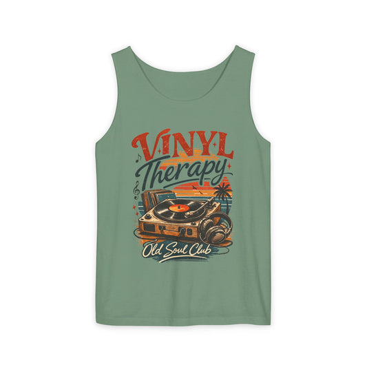 Vinyl Therapy Tank Top — Retro Record Player Music Shirt - Creations by Chris and Carlos