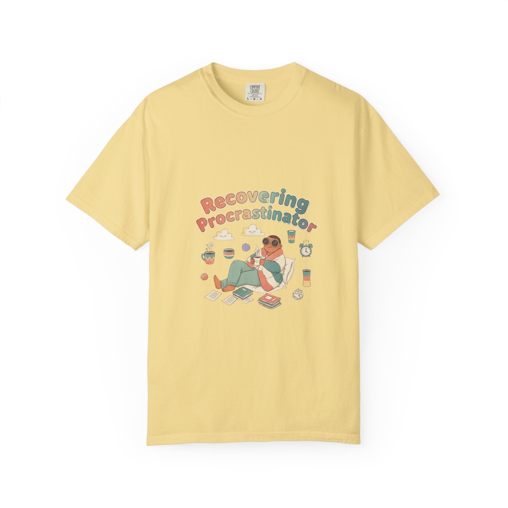 T-Shirt — "Recovering Procrastinator" Funny Retro Graphic Tee - Creations by Chris and Carlos