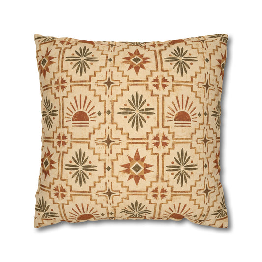 Southwestern Sunburst Pattern Pillowcase — Boho Geometric Throw Cover - Creations by Chris and Carlos