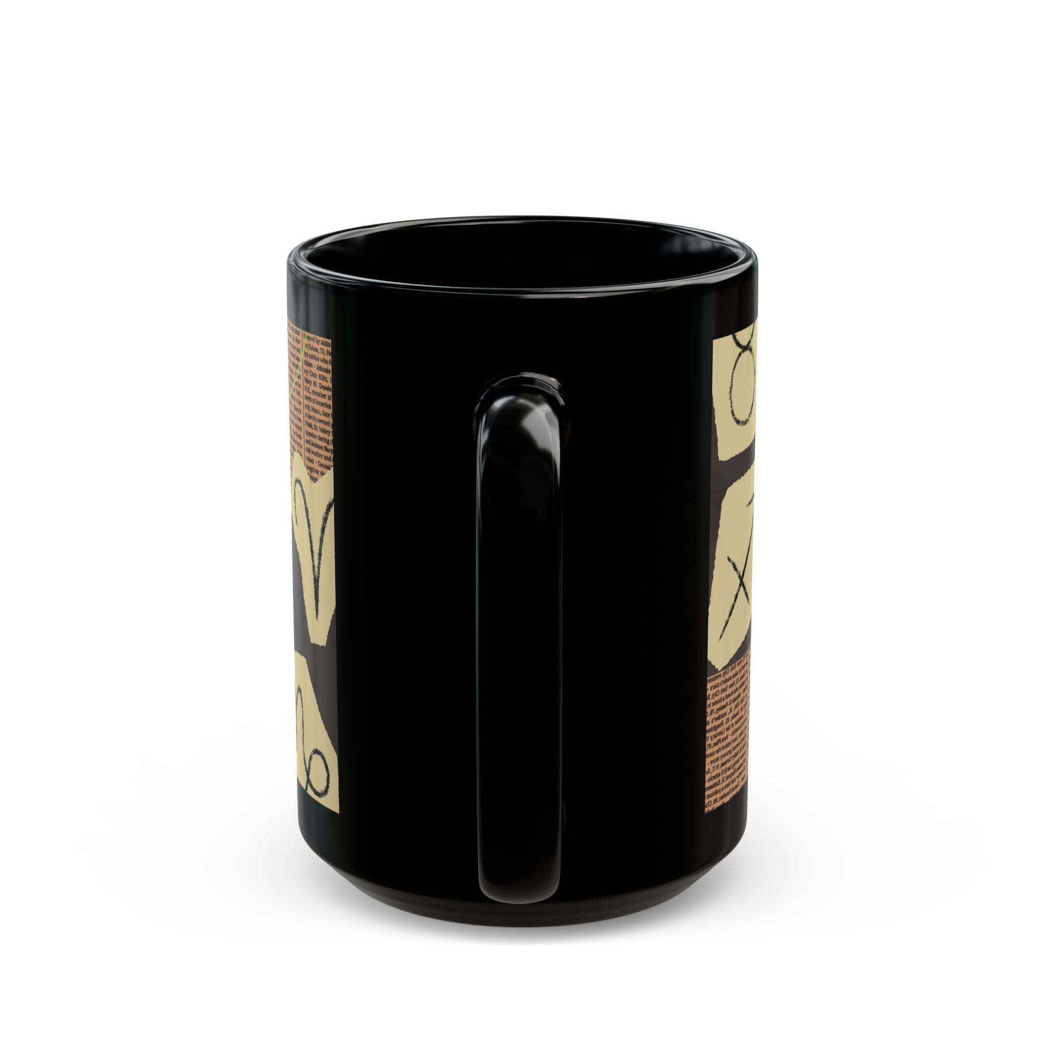 Zodiac Collage Black Mug — Vintage Astrology Symbols Coffee Cup (11oz/15oz) - Creations by Chris and Carlos