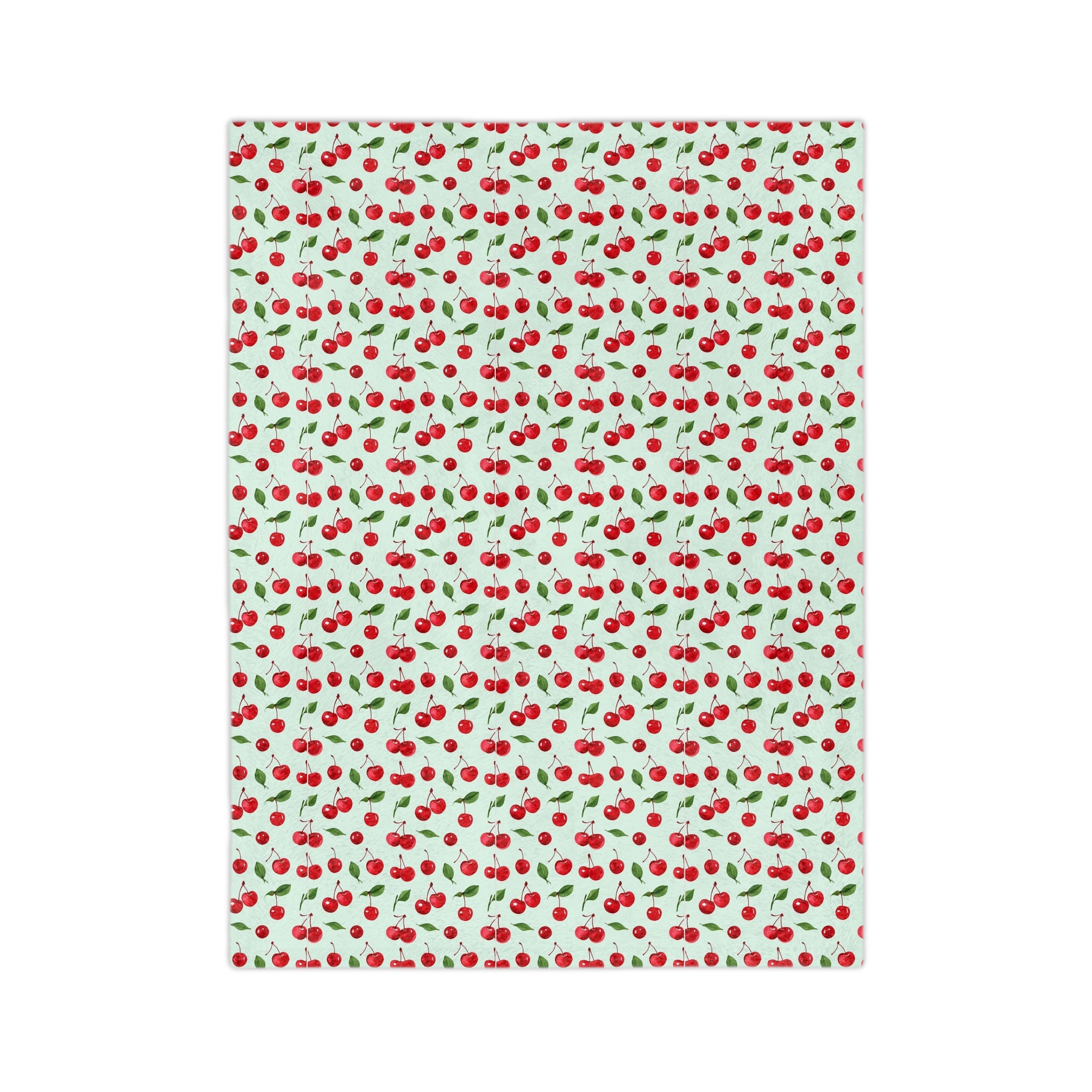 The Sugar Shack Diner Cherry Pattern Velveteen Microfiber Blanket — Cute Retro Fruit Throw - Creations by Chris and Carlos