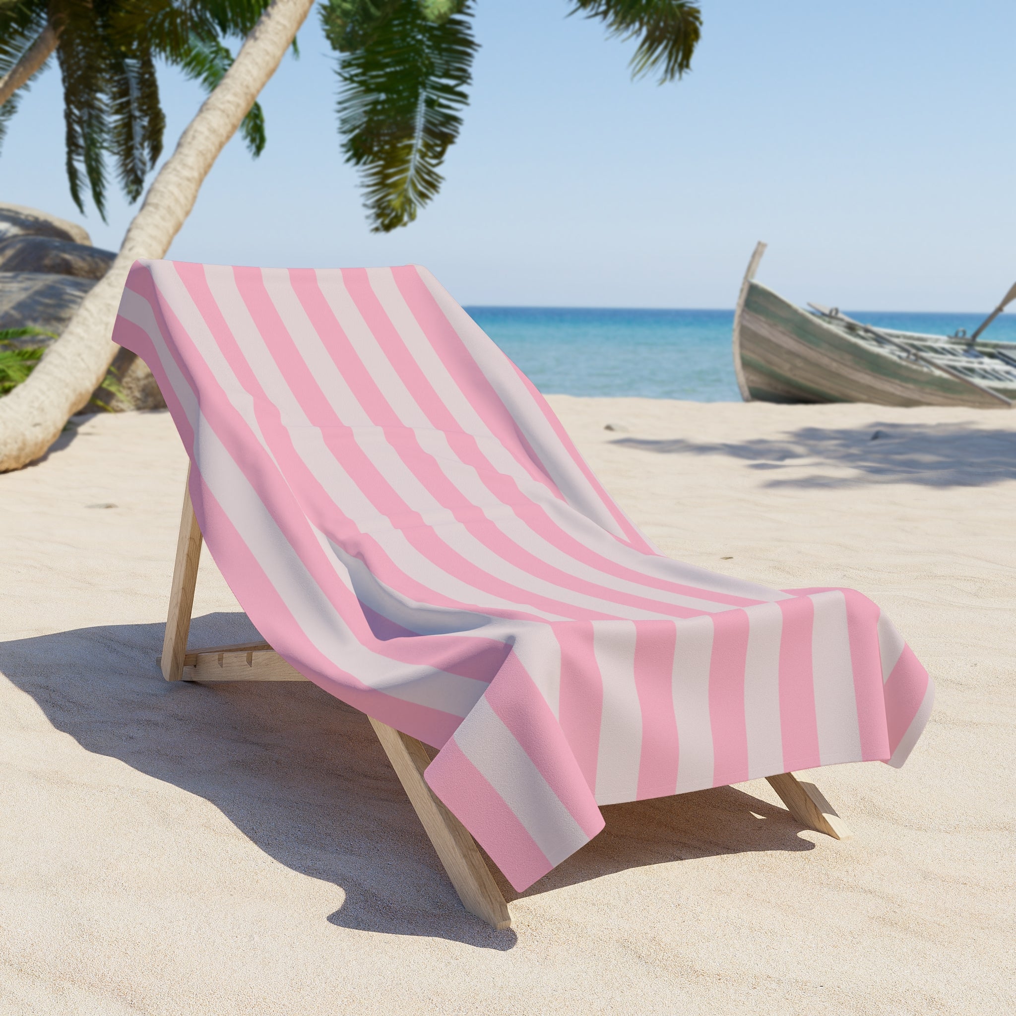 Pink Stripe Beach Towel — Classic Nautical Summer Towel - Creations by Chris and Carlos