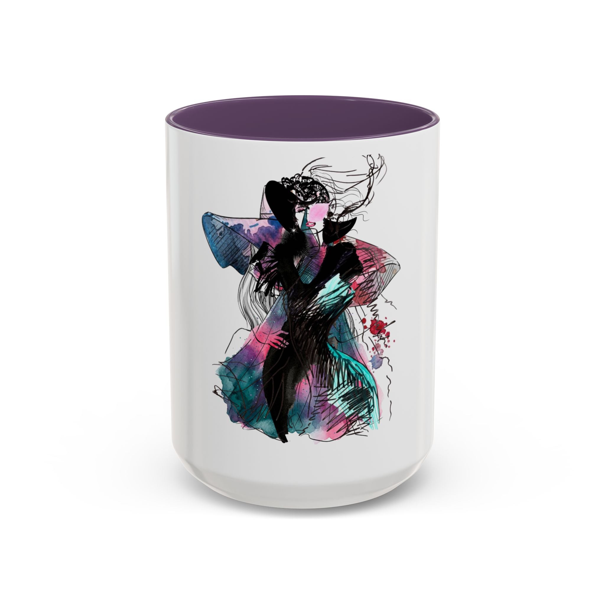 Abstract Floral Silhouette Accent Coffee Mug — Watercolor Woman Art (11/15oz) - Creations by Chris and Carlos