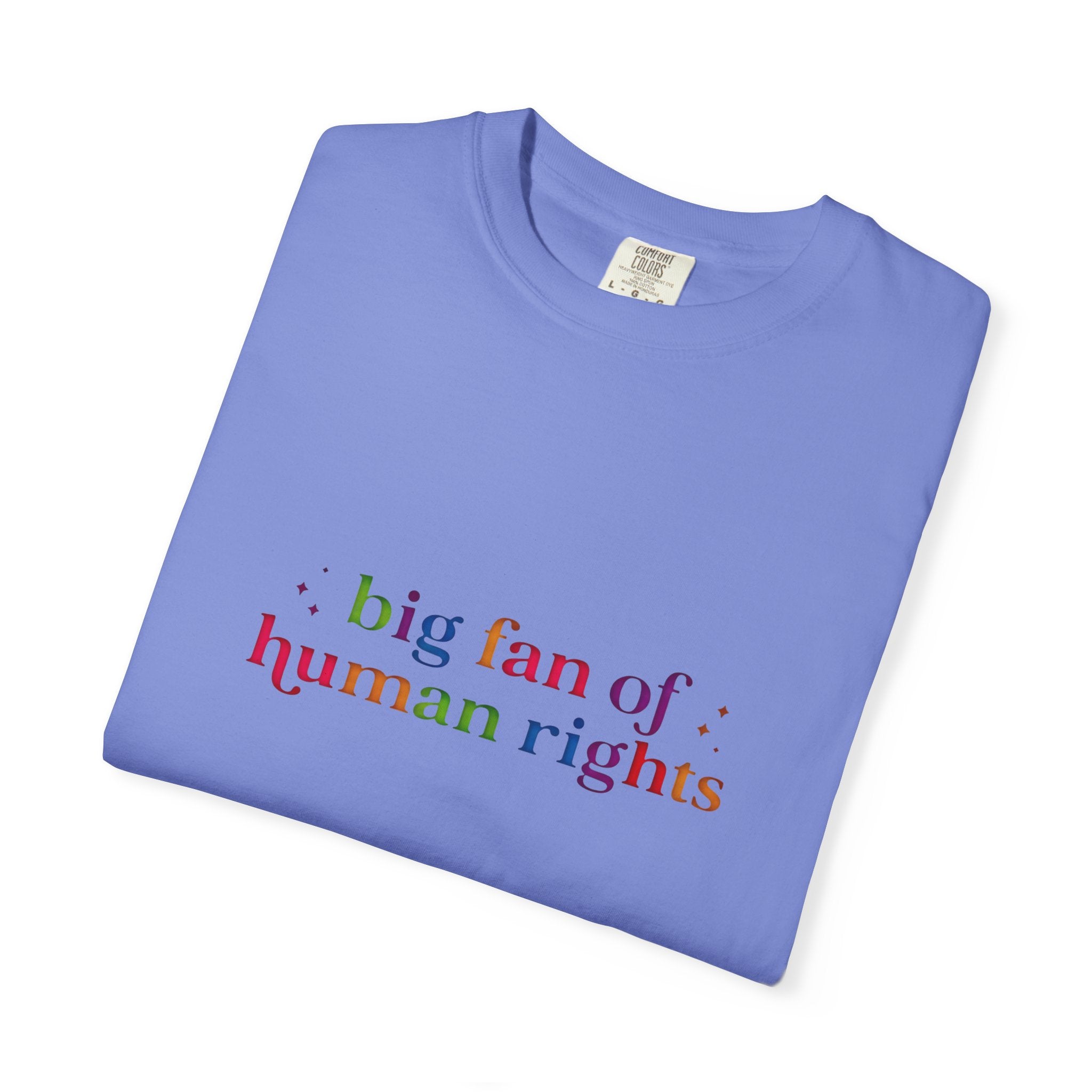 T-Shirt — "Big Fan of Human Rights" Graphic Tee (Equality & Activism Icons) - Creations by Chris and Carlos