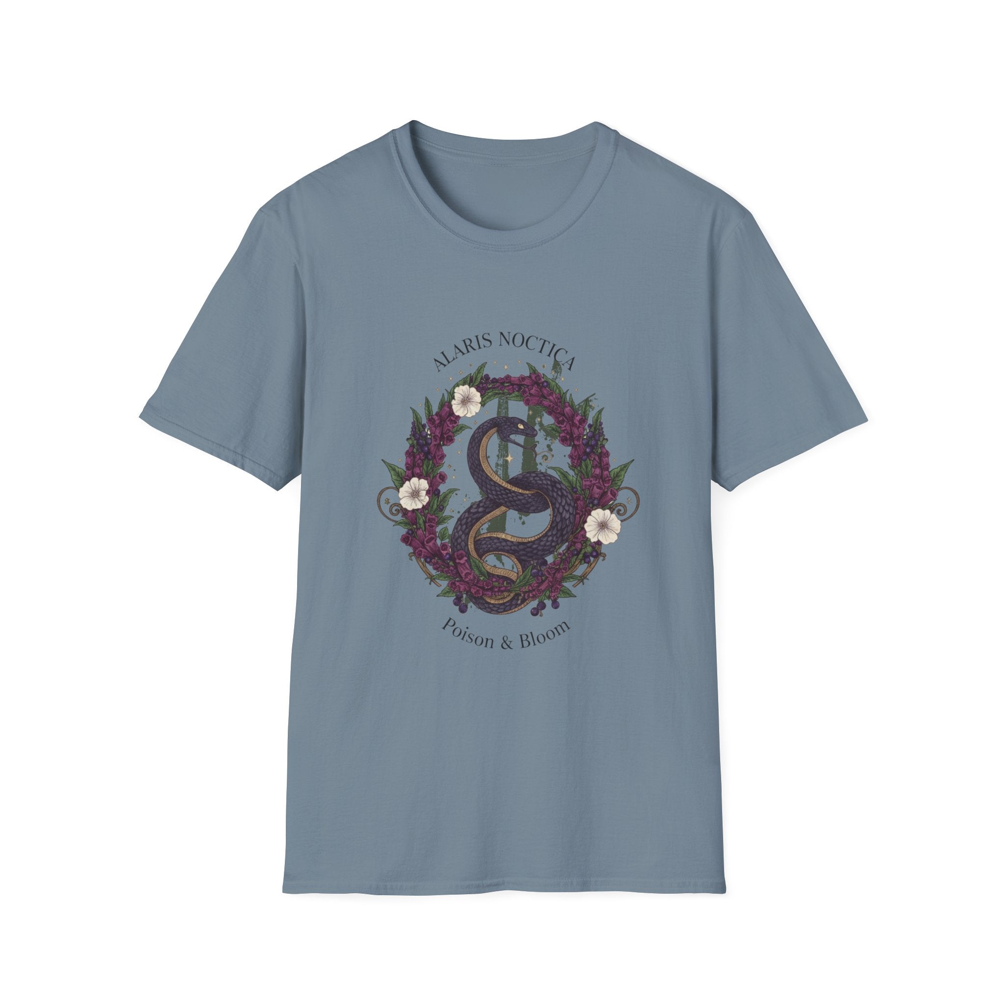 Snake & Wreath Graphic T-Shirt — 'Alarm's Nothing' Floral Gothic Tee - Creations by Chris and Carlos