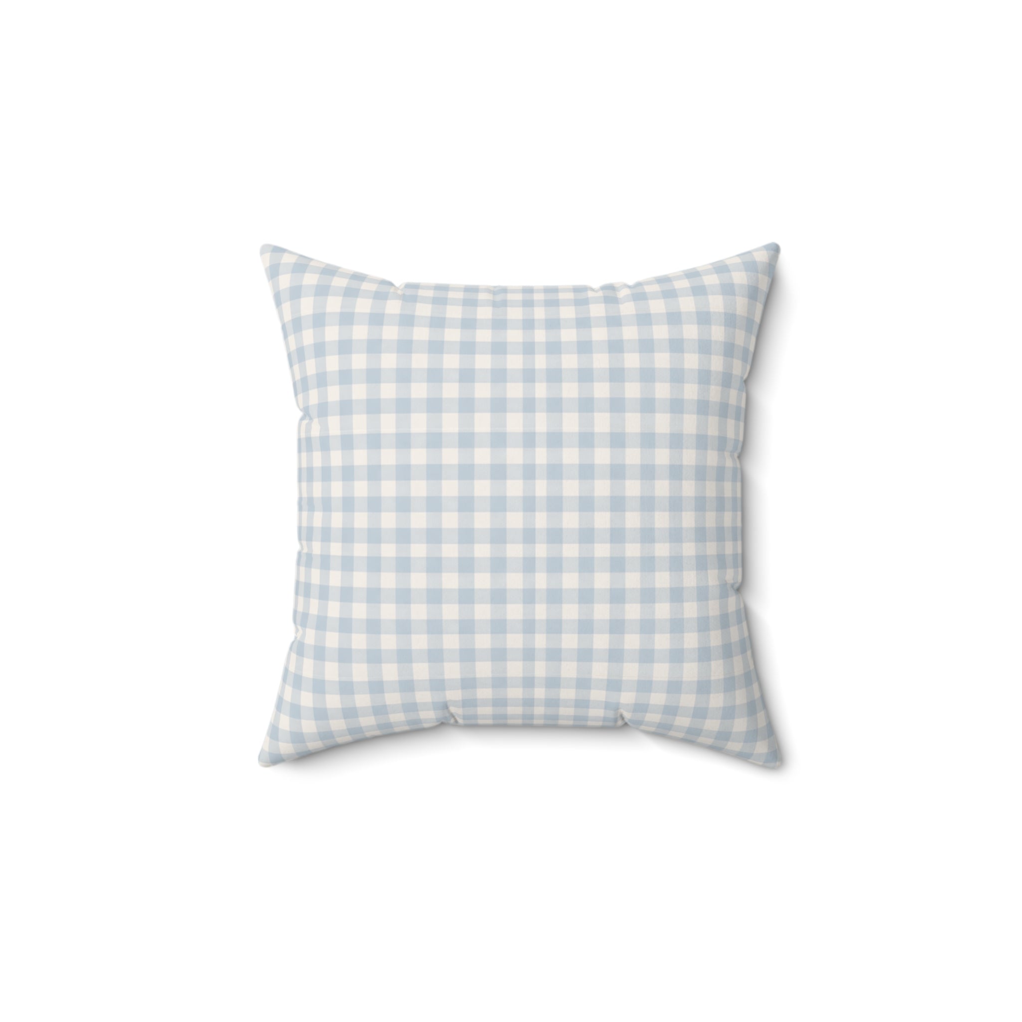 Gingham Faux Suede Square Pillow — Light Blue Check Decorative Throw Pillow - Creations by Chris and Carlos