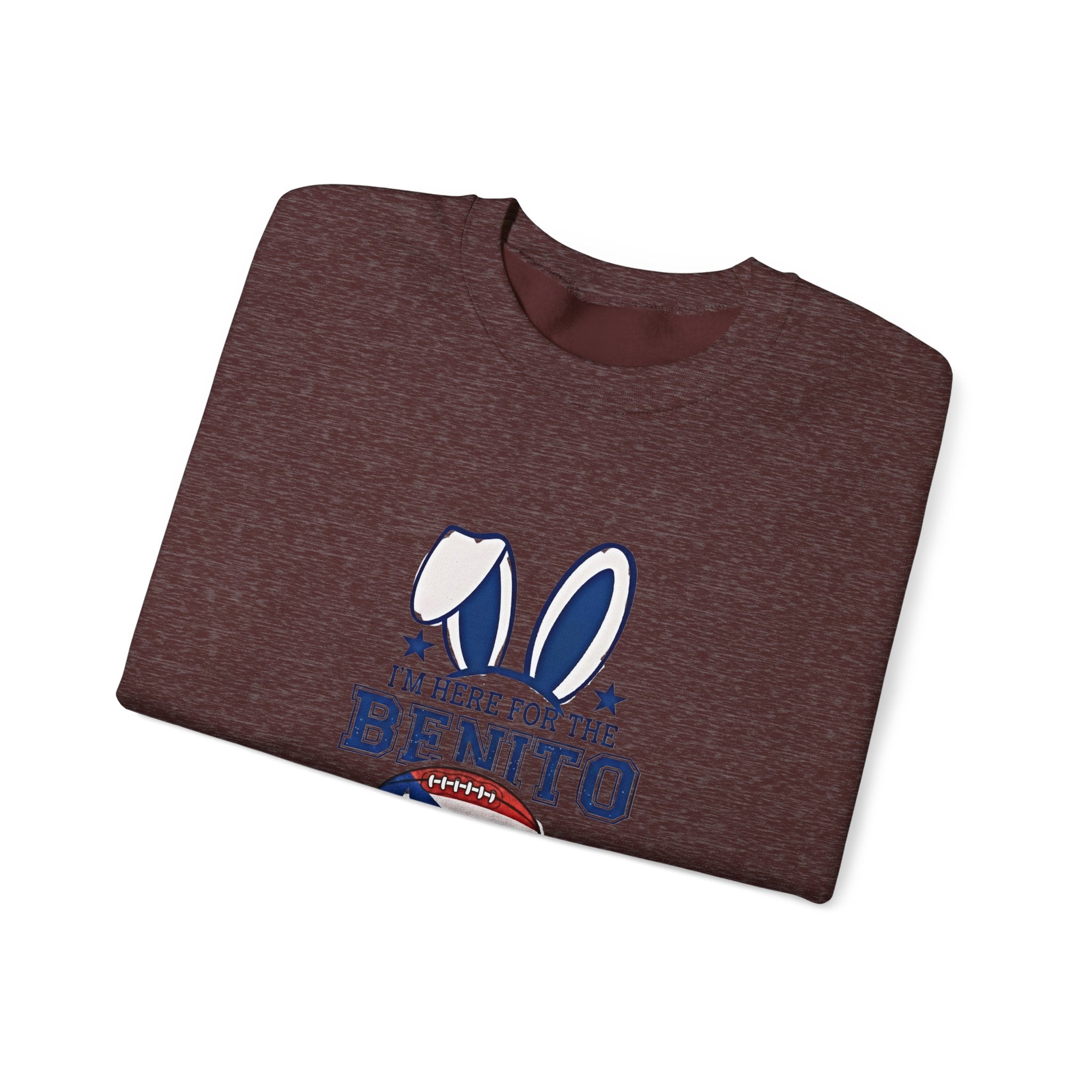 Benito Bowl Crewneck Sweatshirt – Patriotic Football Bunny Design - Creations by Chris and Carlos