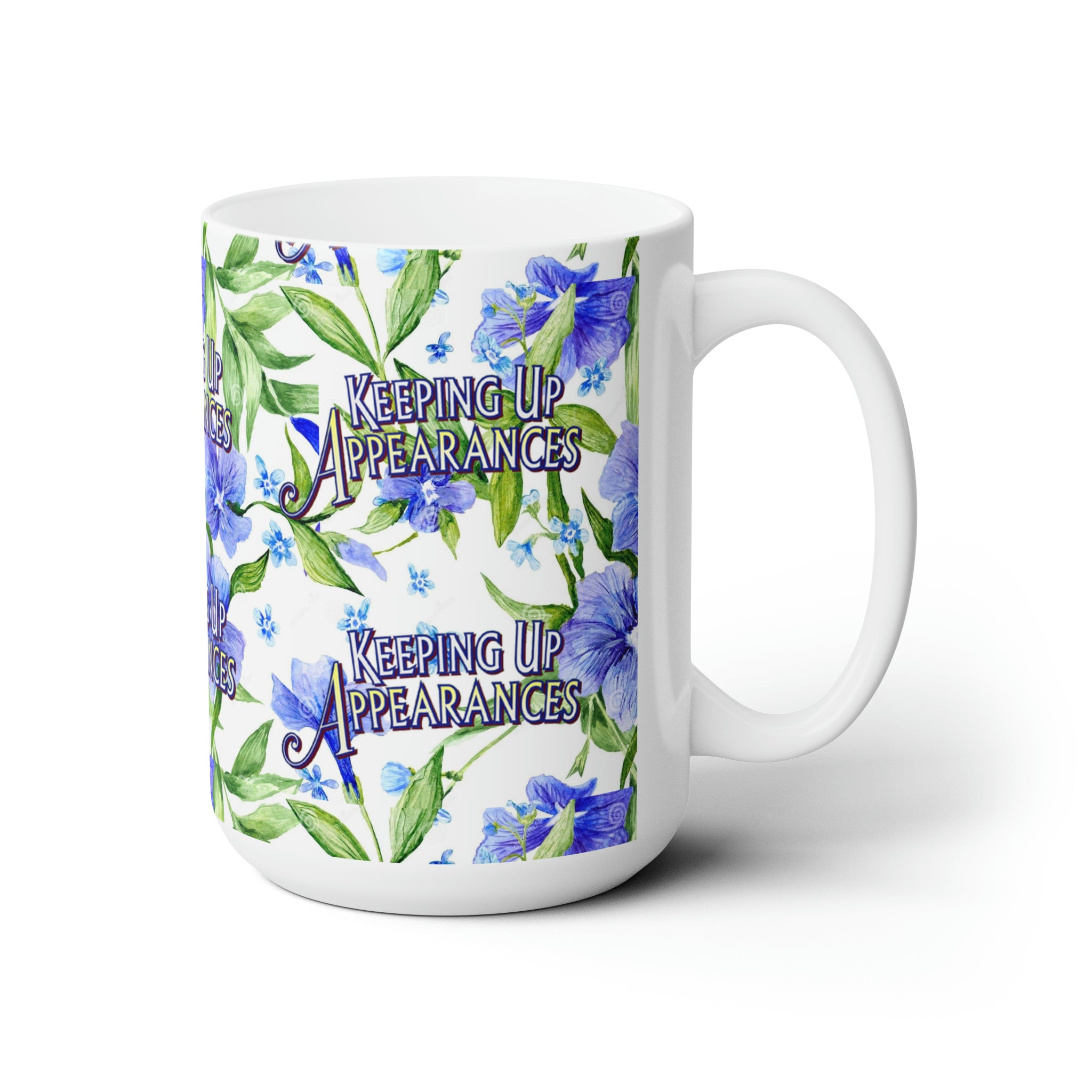 Keeping up Appearances Purple Perry Winkles- White Ceramic Mug - Creations by Chris and Carlos