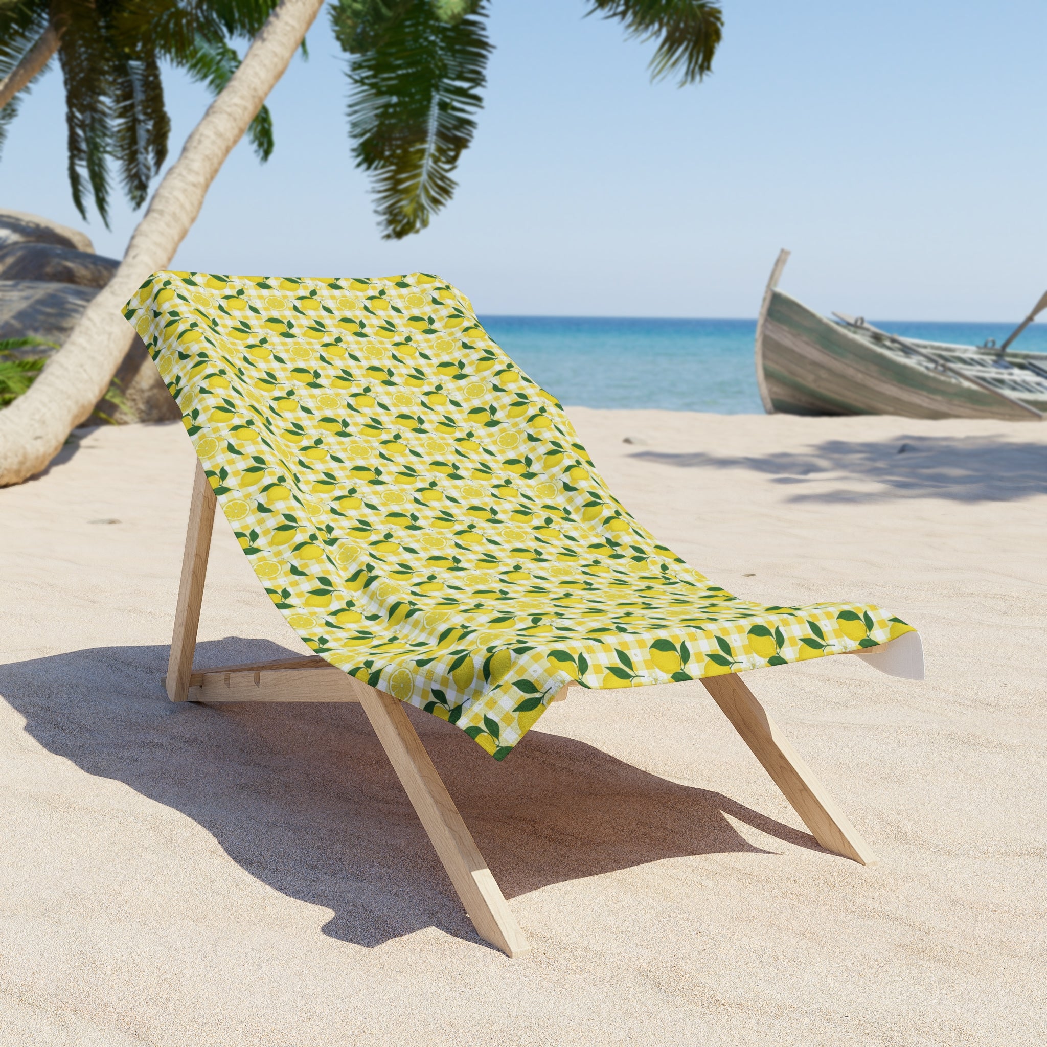 Lemon Grove Beach Towel - Bright Citrus Pattern, Summer Pool & Beach Towel - Creations by Chris and Carlos