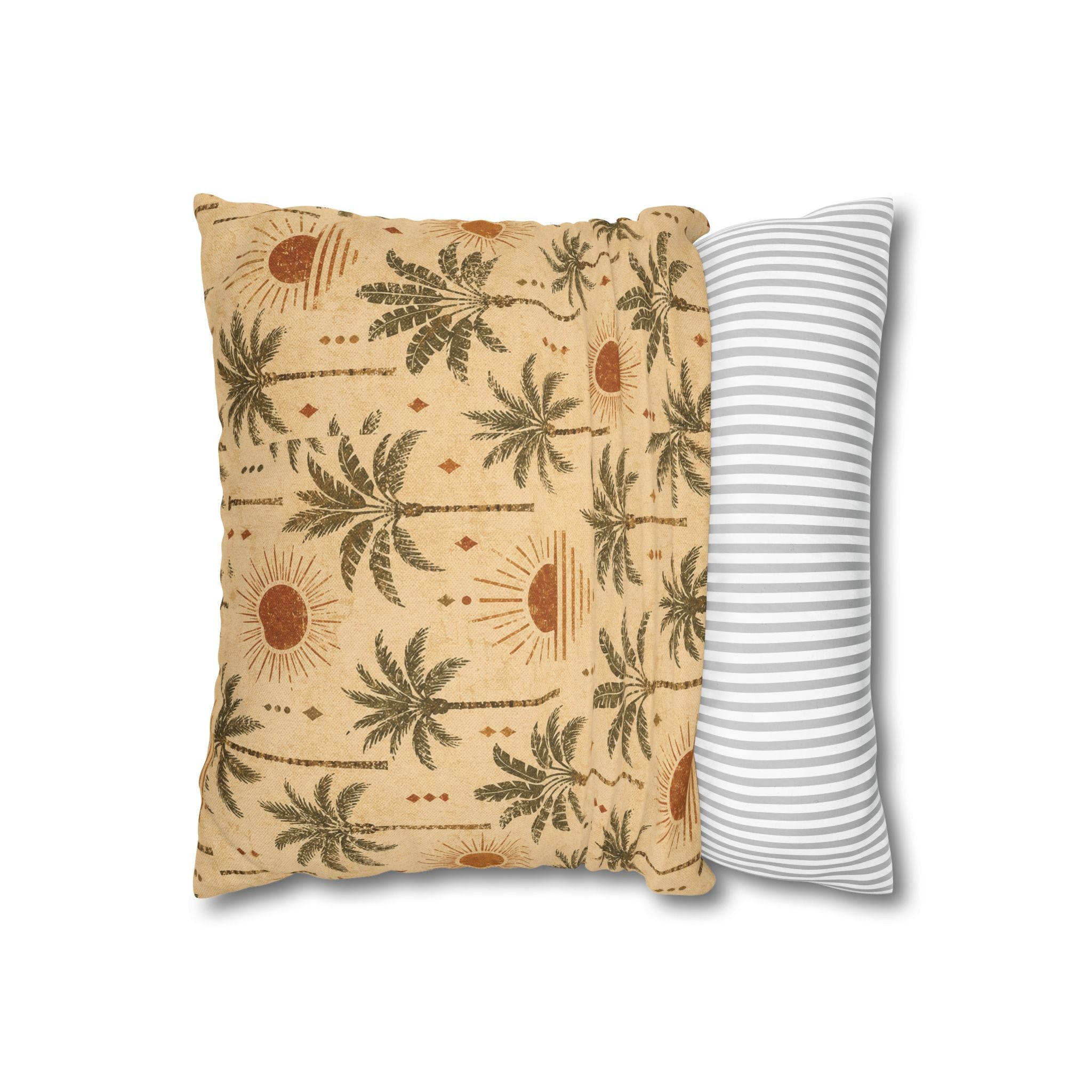 Tropical Palm Sunset Pillowcase — Boho Beach Decorative Throw Pillow Cover - Creations by Chris and Carlos