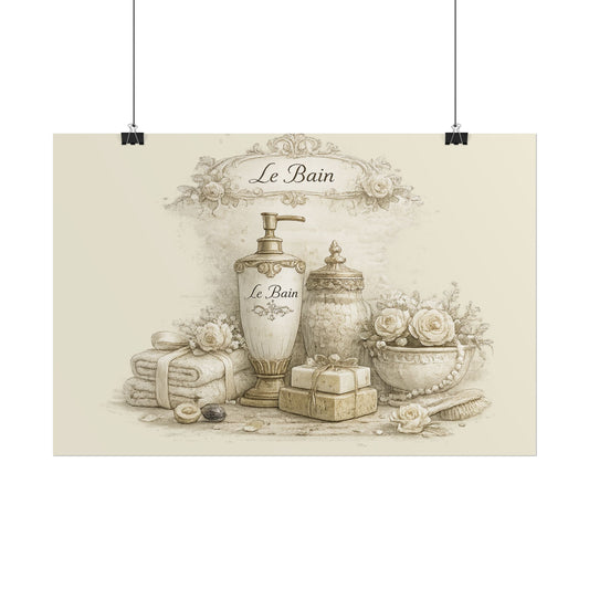 Bathroom Poster - Vintage 'Le Bain' Spa Print - Creations by Chris and Carlos