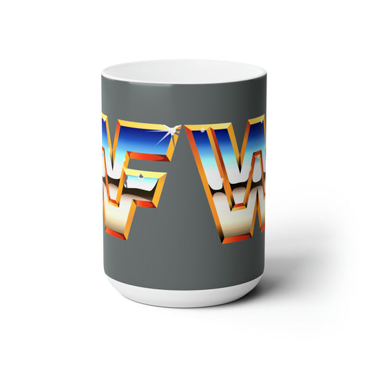 WWF Retro 80s Logo- White Ceramic Mugs - Creations by Chris and Carlos