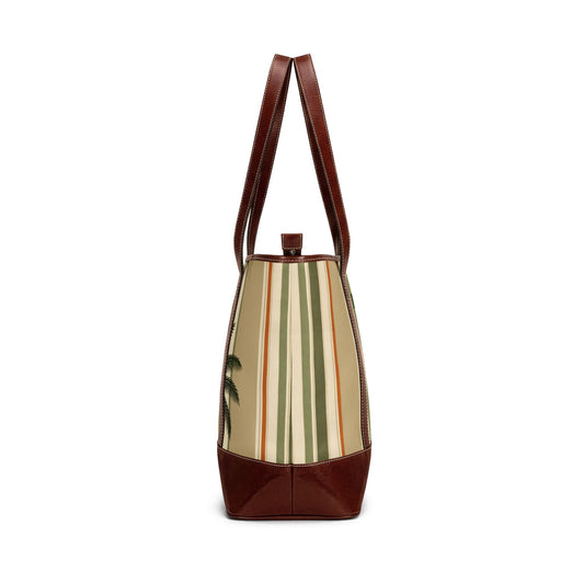 Palm Haven Tote Bag — Retro Striped Palm Beach Handbag - Creations by Chris and Carlos
