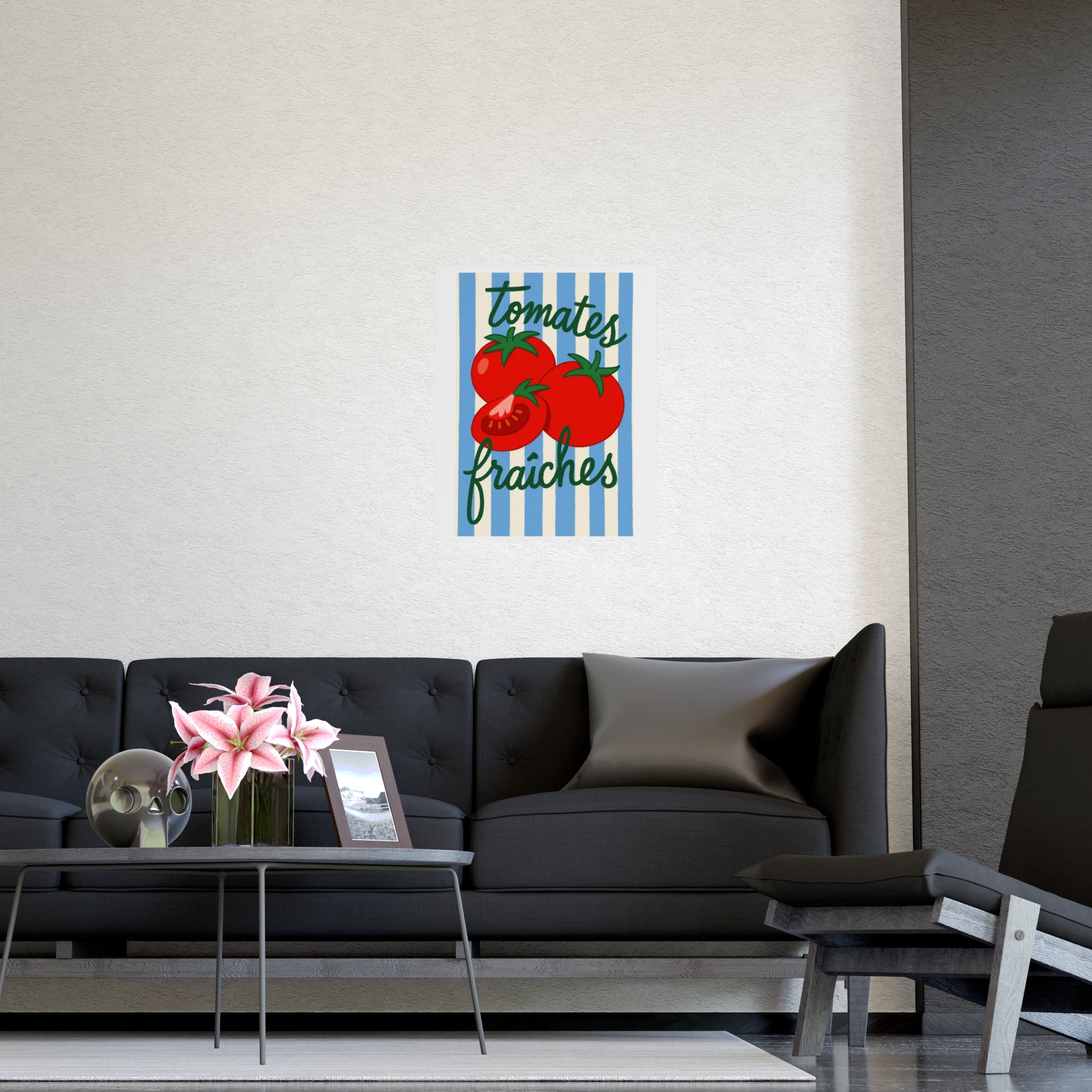 Tomates Fraîches Kitchen Poster — Vintage Stripe Tomato Art Print - Creations by Chris and Carlos