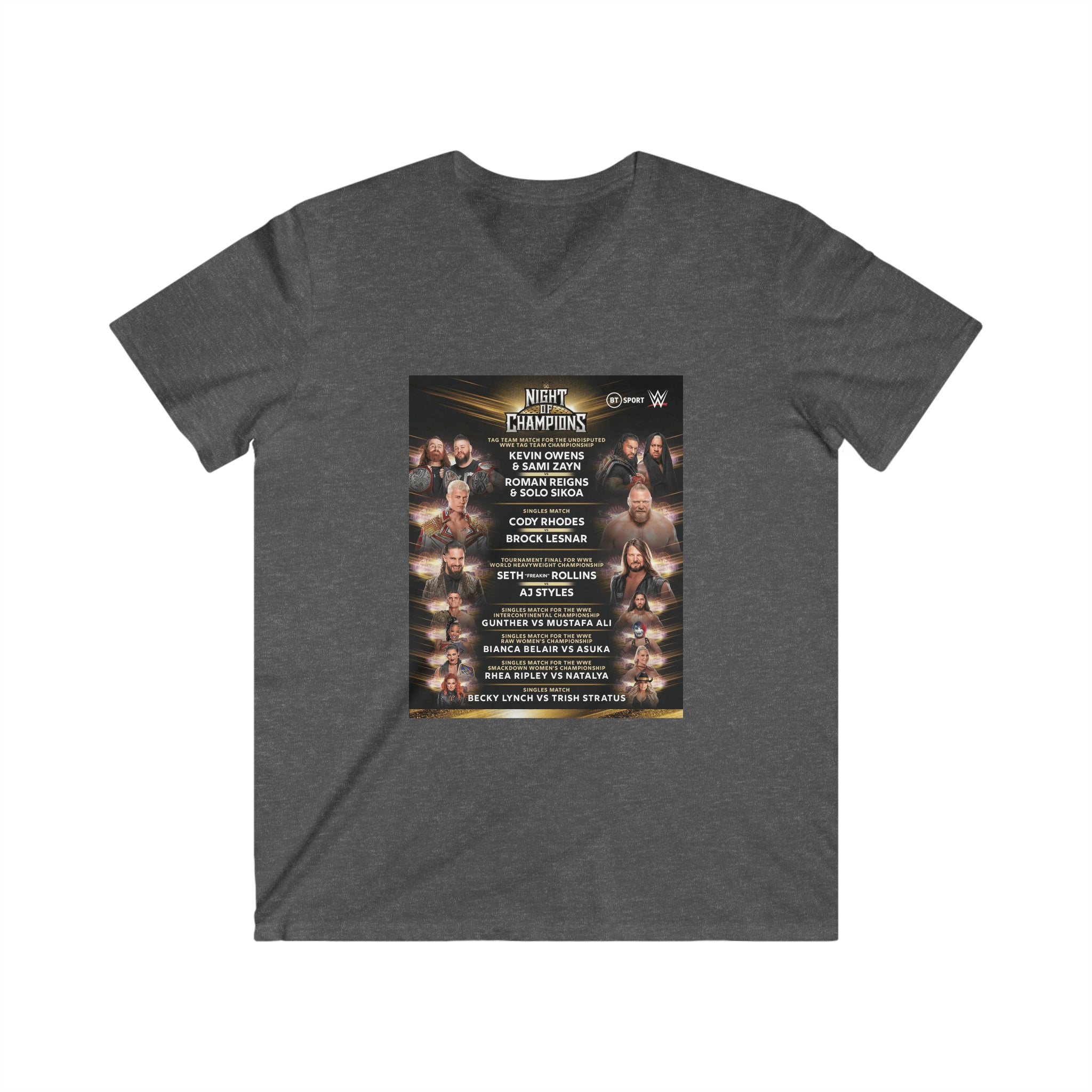 WWE Champions Logo- Unisex Fitted V-Neck Short Sleeve Tee - Creations by Chris and Carlos