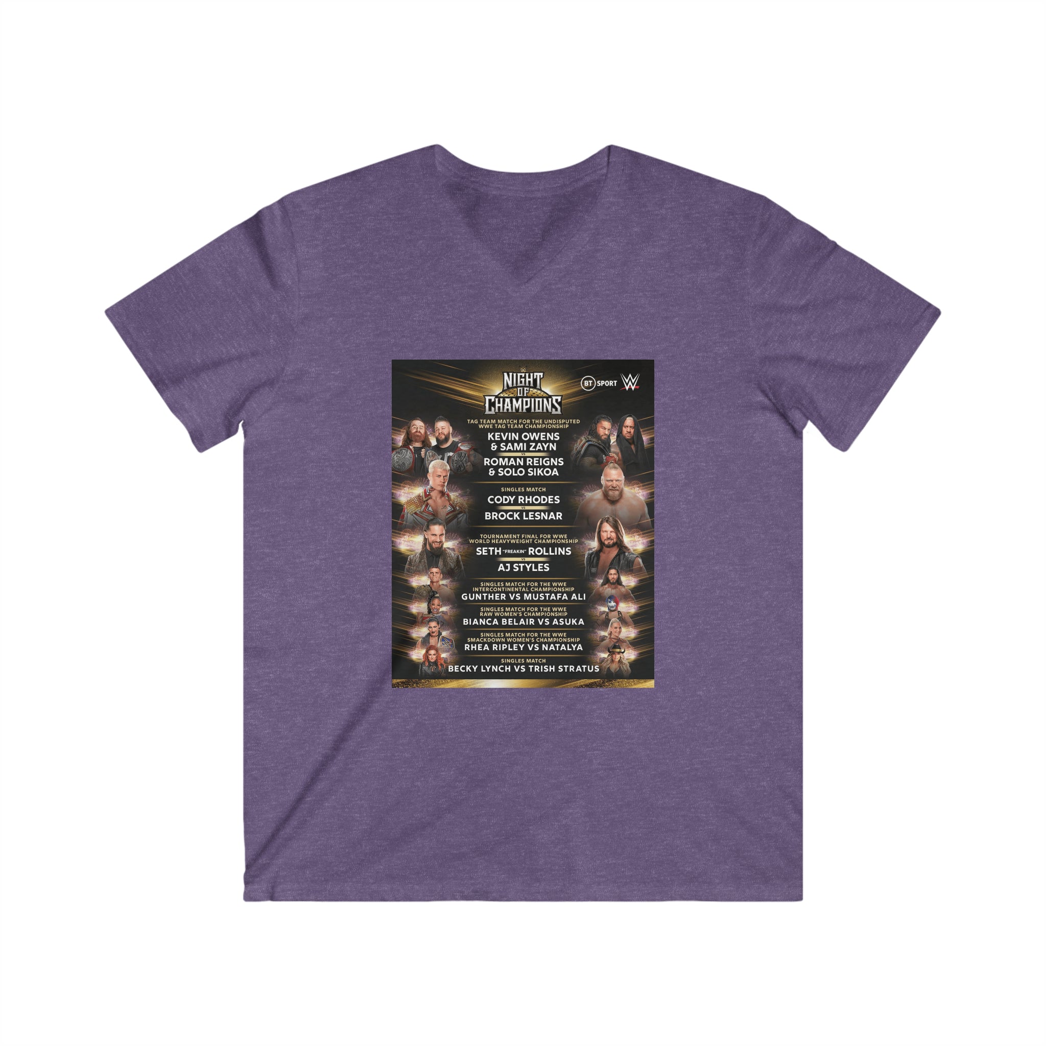 WWE Champions Logo- Unisex Fitted V-Neck Short Sleeve Tee - Creations by Chris and Carlos