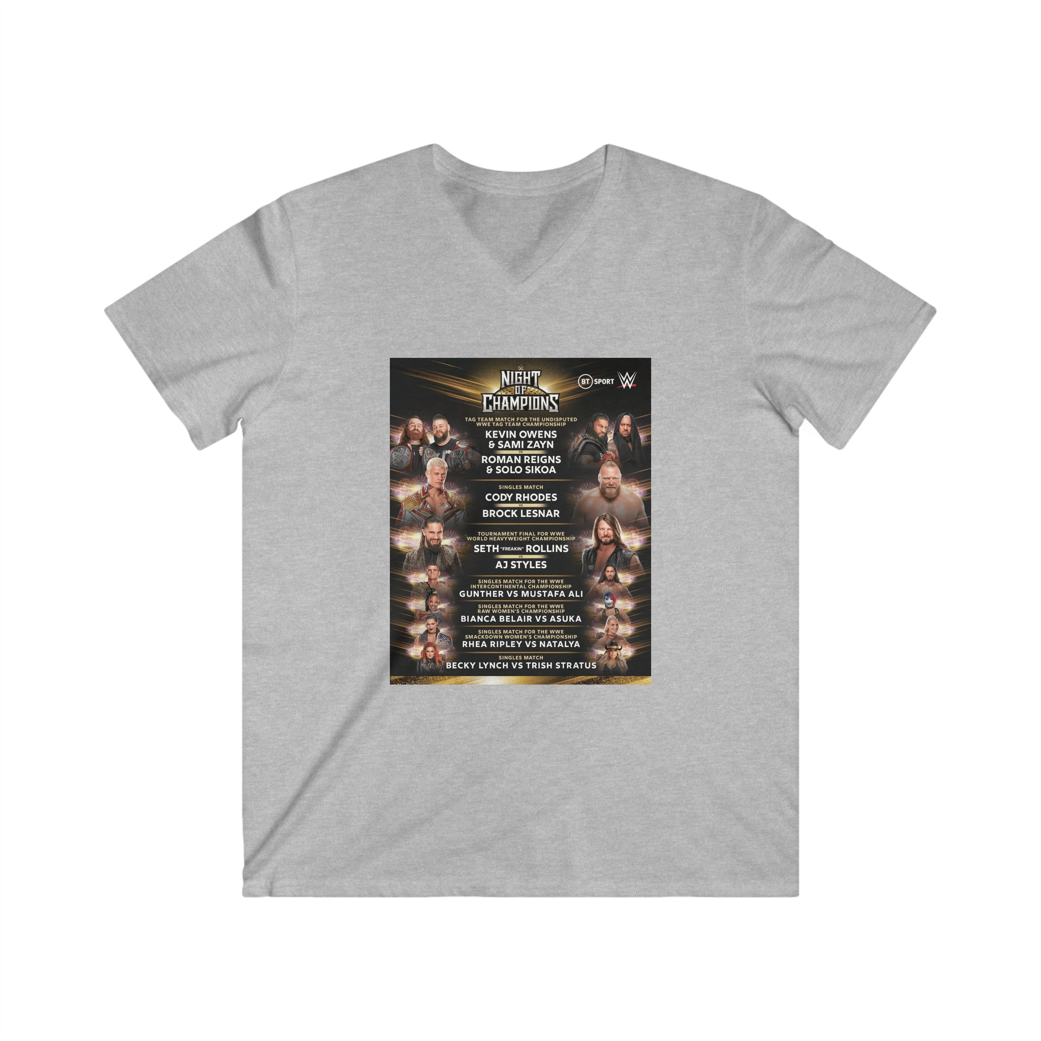 WWE Champions Logo- Unisex Fitted V-Neck Short Sleeve Tee - Creations by Chris and Carlos