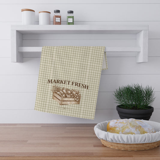 Market Fresh Gingham Tea Towel — Farmhouse Kitchen Dish Towel - Creations by Chris and Carlos