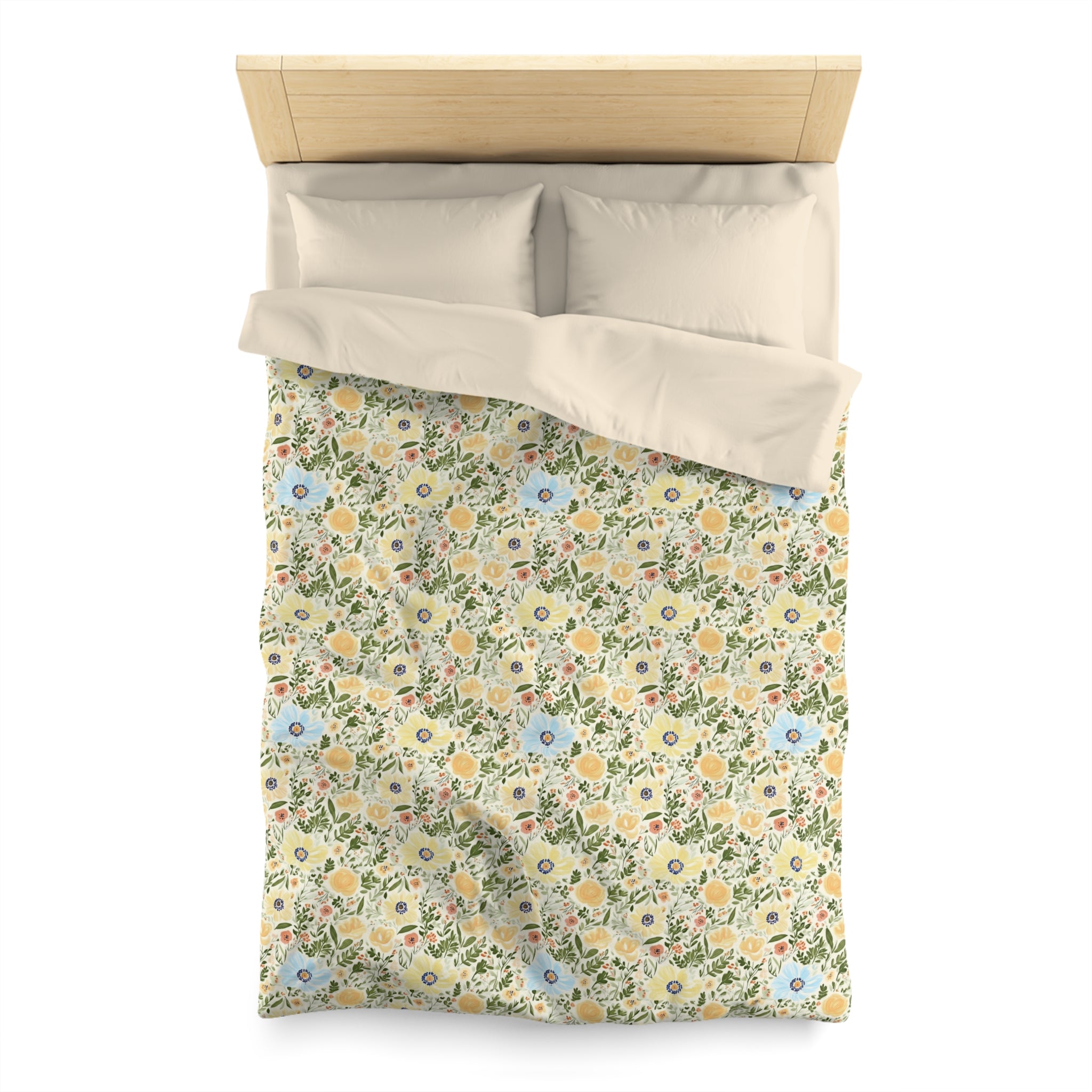 The Artisanal Flora Gallery Vintage Floral Duvet Cover — Pastel Wildflower Microfiber Bedding - Creations by Chris and Carlos