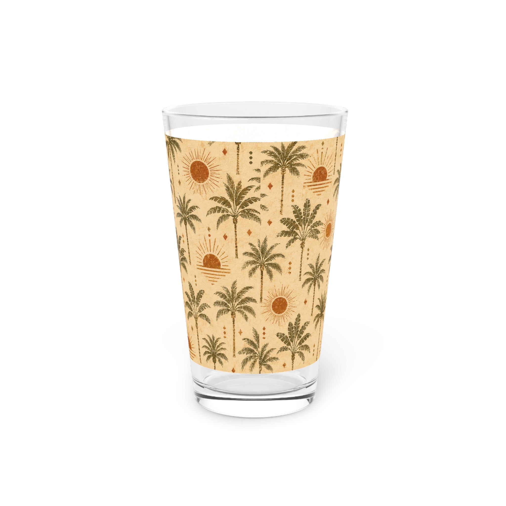 Palm Sunset Pint Glass — 16oz Tropical Palm Tree Beer Glass - Creations by Chris and Carlos