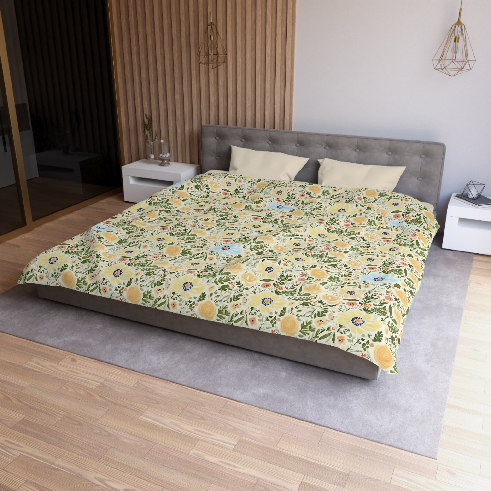 The Artisanal Flora Gallery Vintage Floral Duvet Cover — Pastel Wildflower Microfiber Bedding - Creations by Chris and Carlos