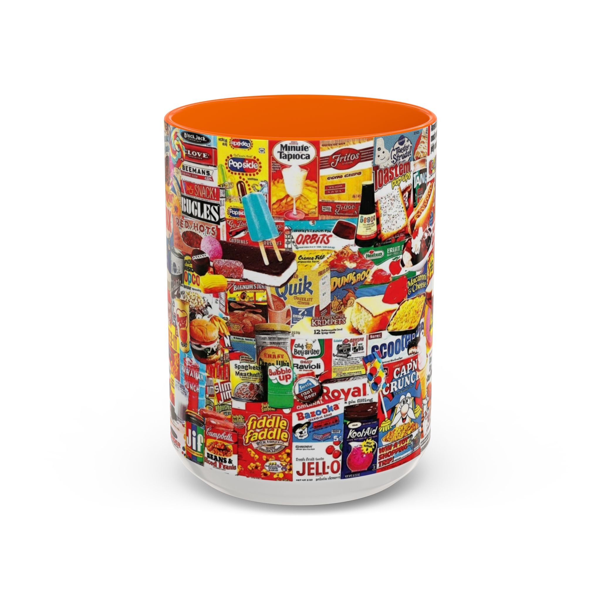Retro Snack Collage Mug — Vintage Candy & Cereal Packaging Accent Coffee Mug - Creations by Chris and Carlos