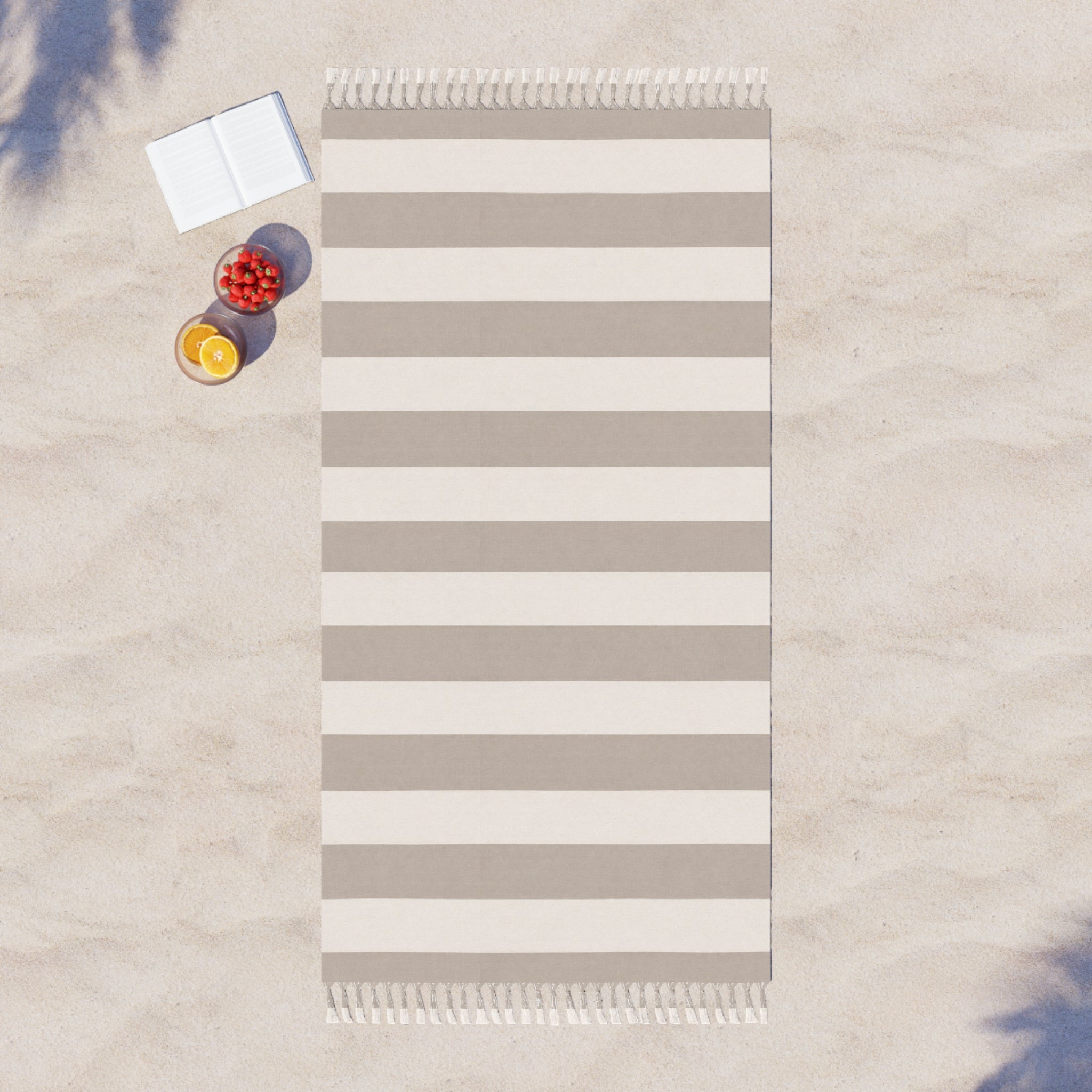 Boho Stripe Beach Towel — Neutral Coastal Turkish Cotton Beach Cloth - Creations by Chris and Carlos