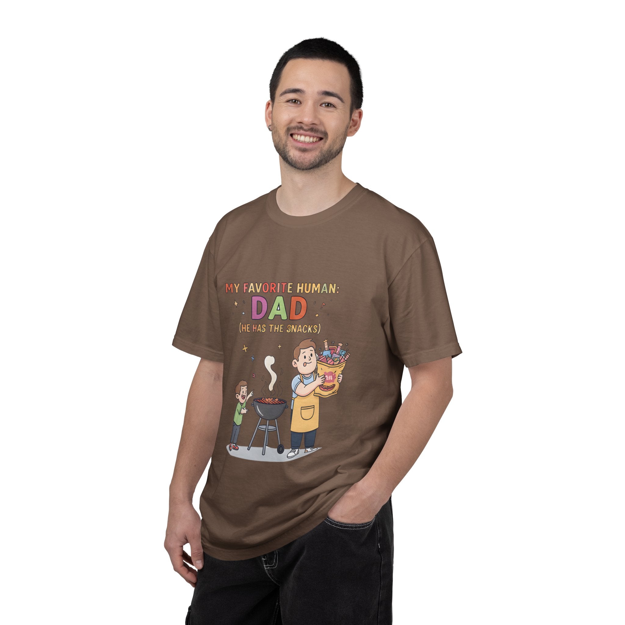 T-Shirt — "My Favorite Human Dad-He has the snacks" Funny Retro Graphic Tee - Creations by Chris and Carlos